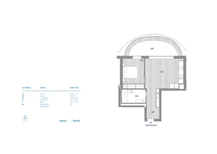 Apartamento T1 para Venda em Canidelo Planta 1
