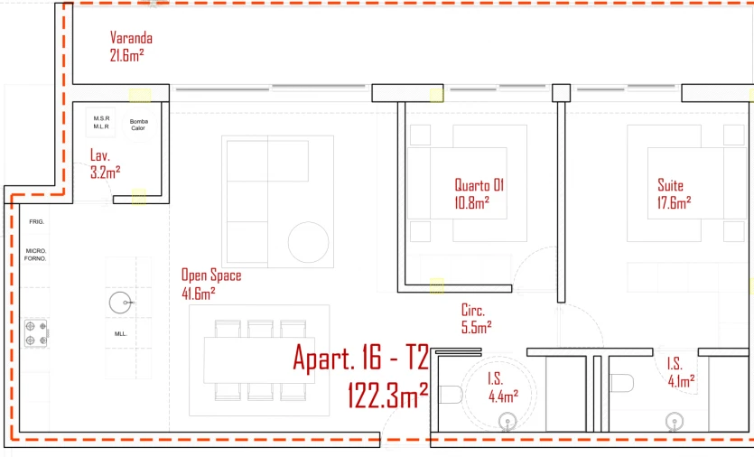Apartamento T2 para Venda em Lodares Planta 1