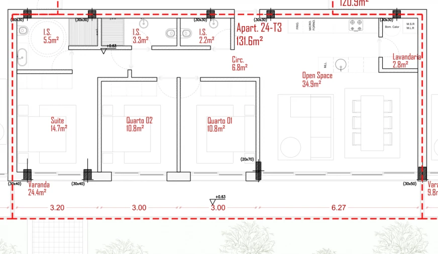 Apartamento T3 para Venda em Lodares Planta 1
