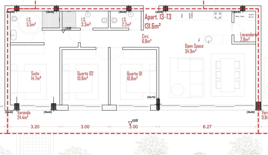 Apartamento T3 para Venda em Lodares Planta 1