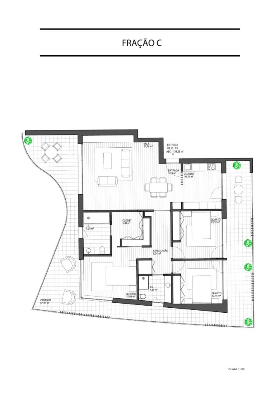 Apartamento T3 para Venda em Nazare Planta 1