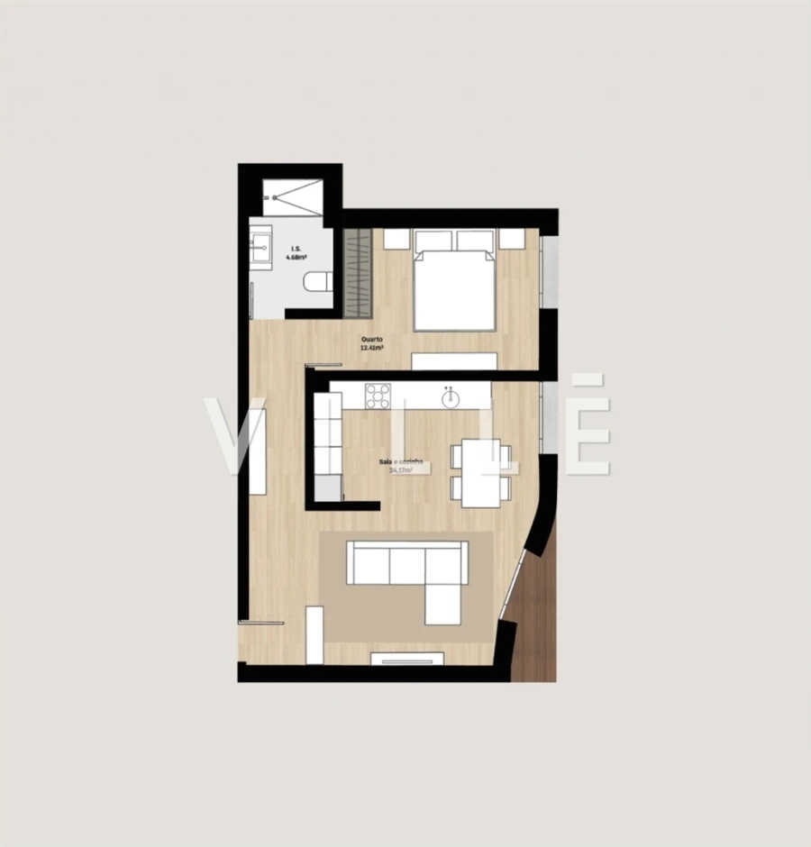 Apartamento T1 para Venda em Santa Clara e Castelo Viegas Planta 1