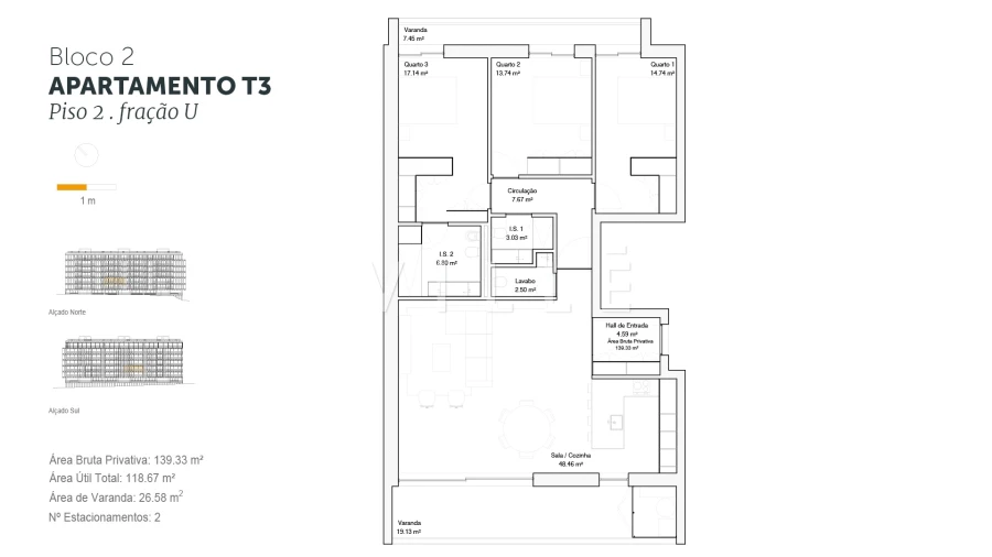 Apartamento T3 para Venda em Glória e Vera Cruz Planta 1