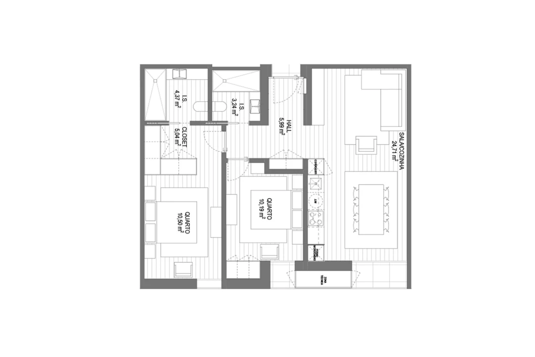 Apartamento T2 para Venda em Santa Joana Planta 3