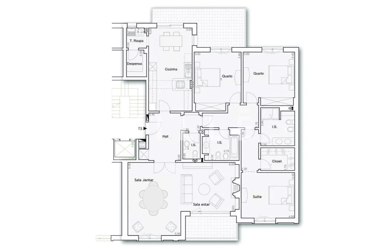 Apartamento T3 para Venda em Glória e Vera Cruz Planta 1