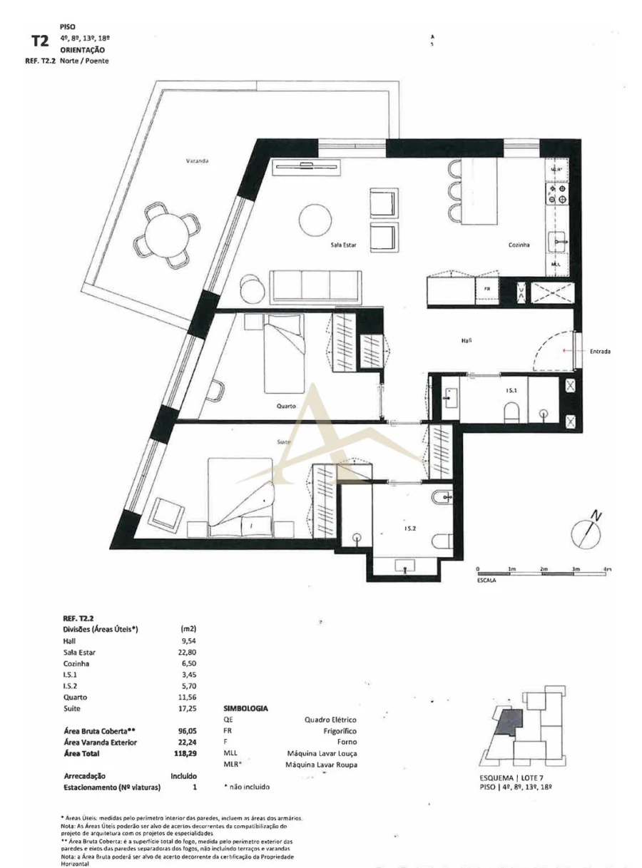 Apartamento T2 para Venda em Matosinhos e Leça da Palmeira Planta 1
