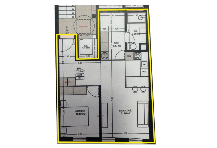 Apartamento T1 para Arrendamento em Matosinhos e Leça da Palmeira Planta 1