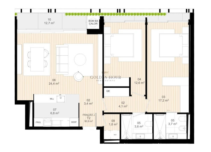 Apartamento T2 para Venda em Matosinhos e Leça da Palmeira Planta 1