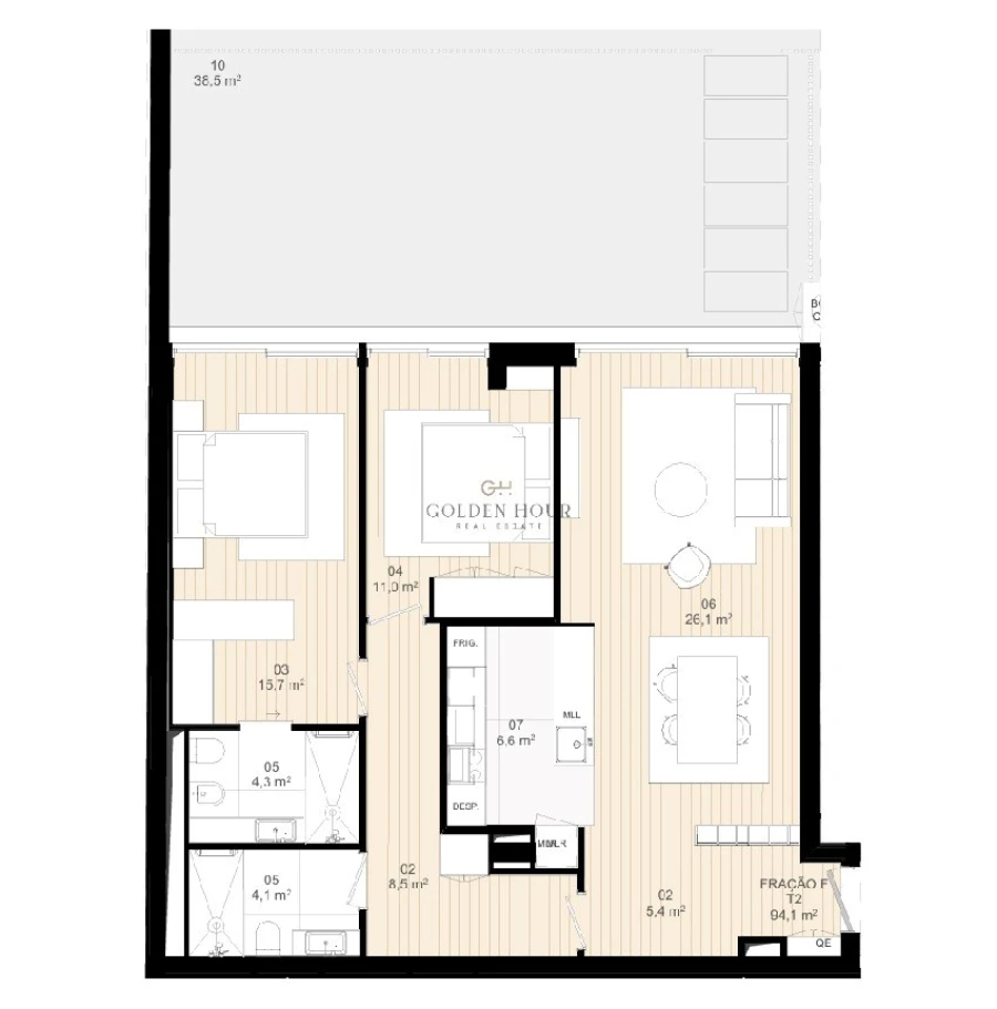 Apartamento T2 para Venda em Matosinhos e Leça da Palmeira Planta 1