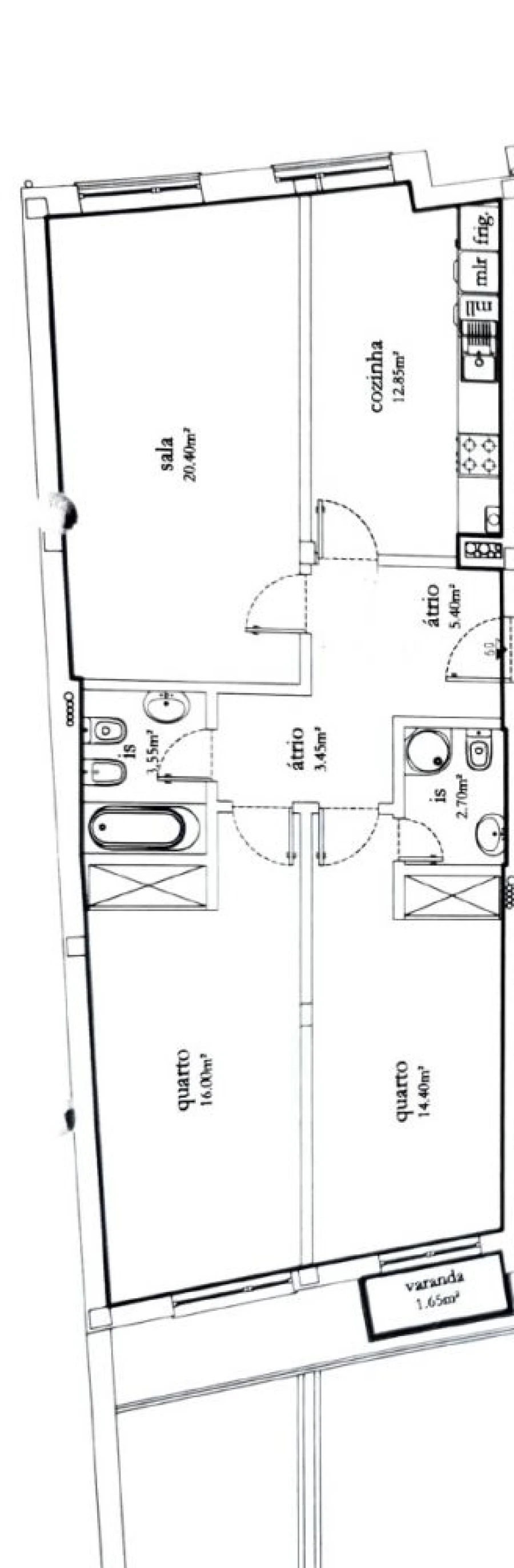 Apartamento T2 para Arrendamento em Gafanha da Encarnação Planta 1