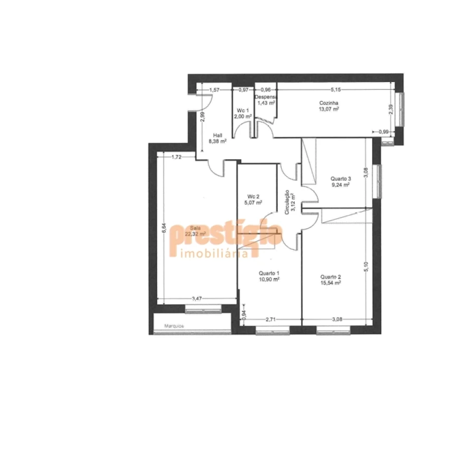 Apartamento T3 para Venda em São Vicente (Braga) Planta 1