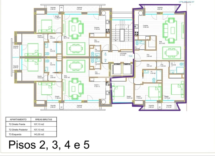 Apartamento T3 para Venda em Viseu Foto 2