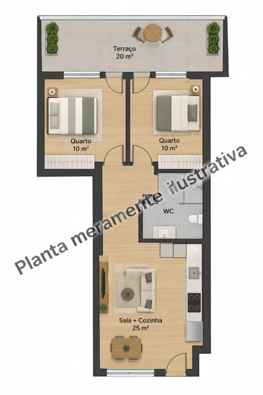 Apartamento T2 para Venda em São Vicente Planta 1