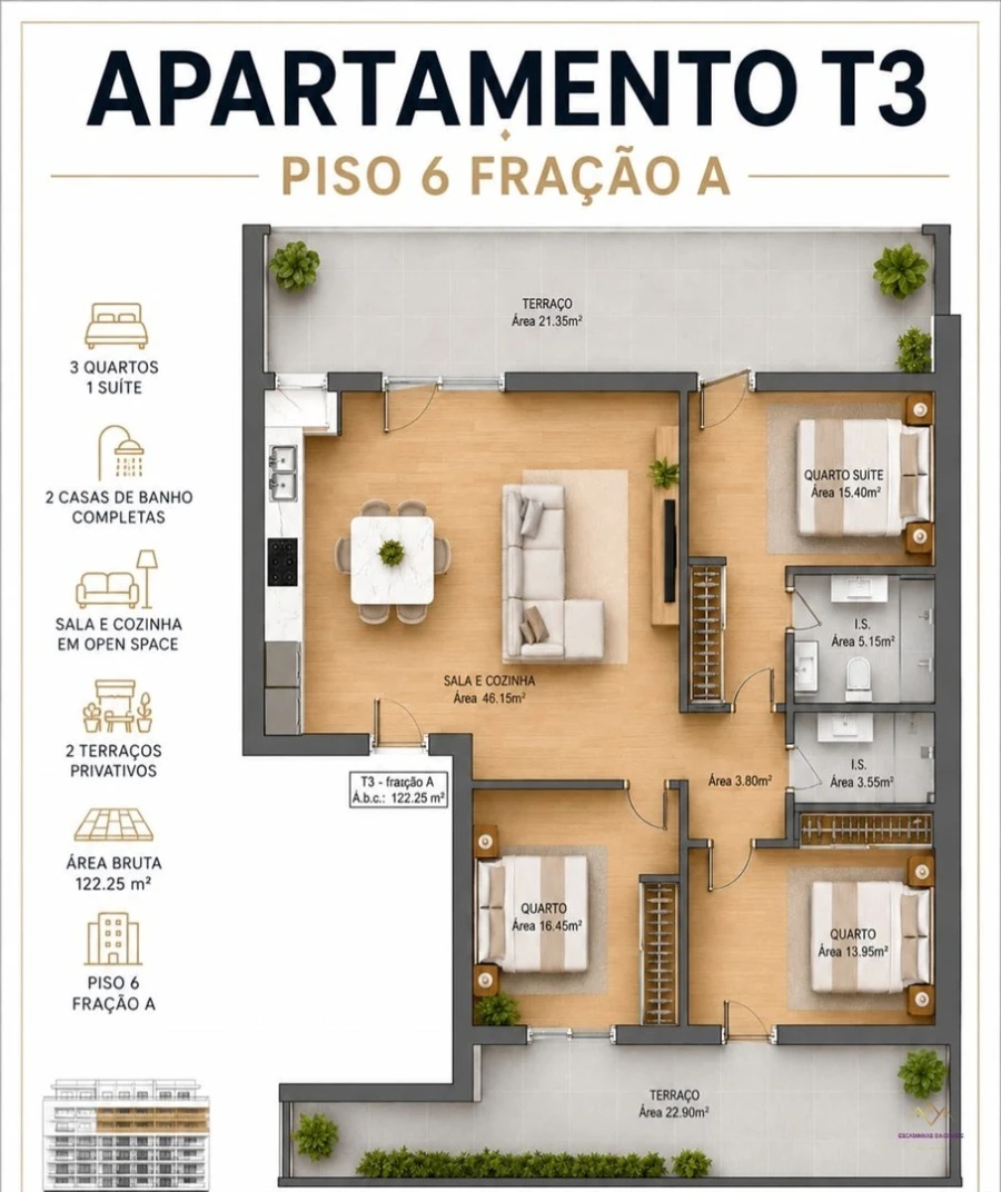 Apartamento T3 para Venda em Loures Planta 1