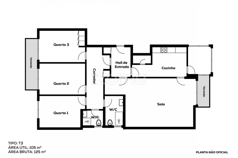 Apartamento T3 para Venda em São Vitor (Braga) Planta 1