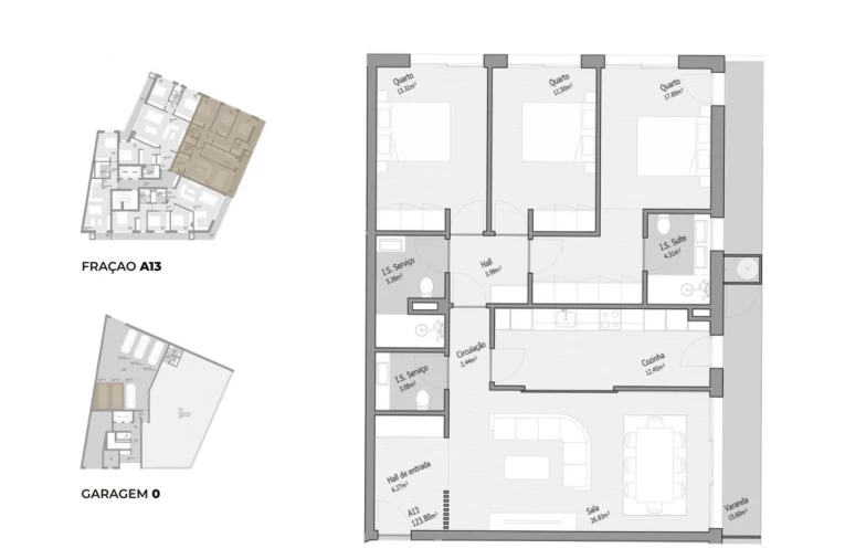 Apartamento T3 para Venda em Bougado (São Martinho e Santiago) Planta 1