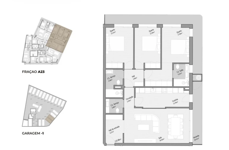 Apartamento T3 para Venda em Bougado (São Martinho e Santiago) Planta 1