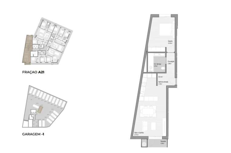 Apartamento T1 para Venda em Bougado (São Martinho e Santiago) Planta 1
