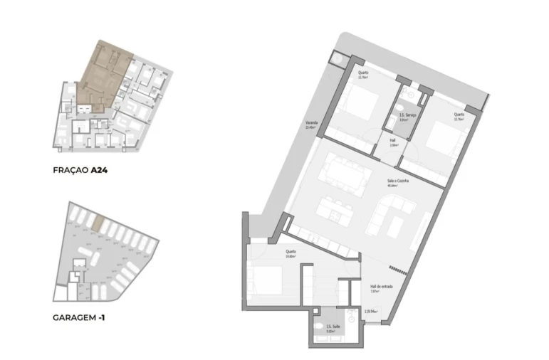 Apartamento T3 para Venda em Bougado (São Martinho e Santiago) Planta 1