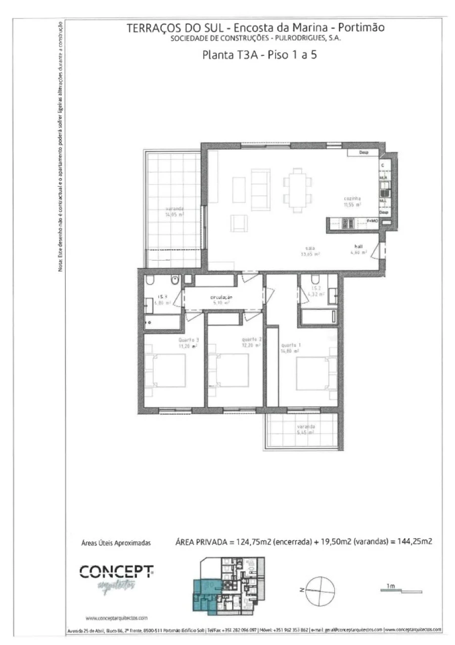 Apartamento T3 para Venda em Portimão Planta 1