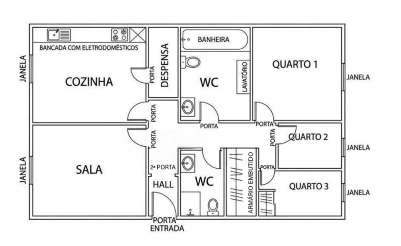 Apartamento T3 para Venda em Quinta do Conde Planta 1