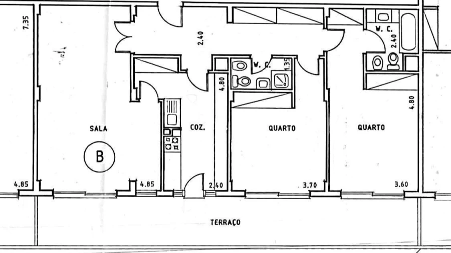 Apartamento T2 para Arrendamento em Cascais e Estoril Planta 1