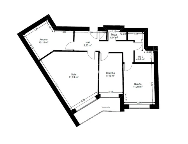 Apartamento T2 para Venda em Mafamude e Vilar do Paraíso Planta 1