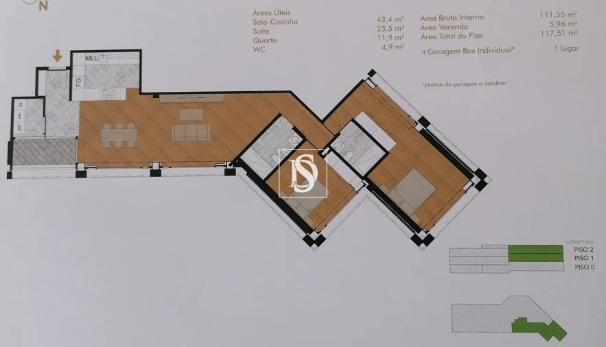 Apartamento T2 para Venda em Póvoa de Varzim, Beiriz e Argivai Planta 1
