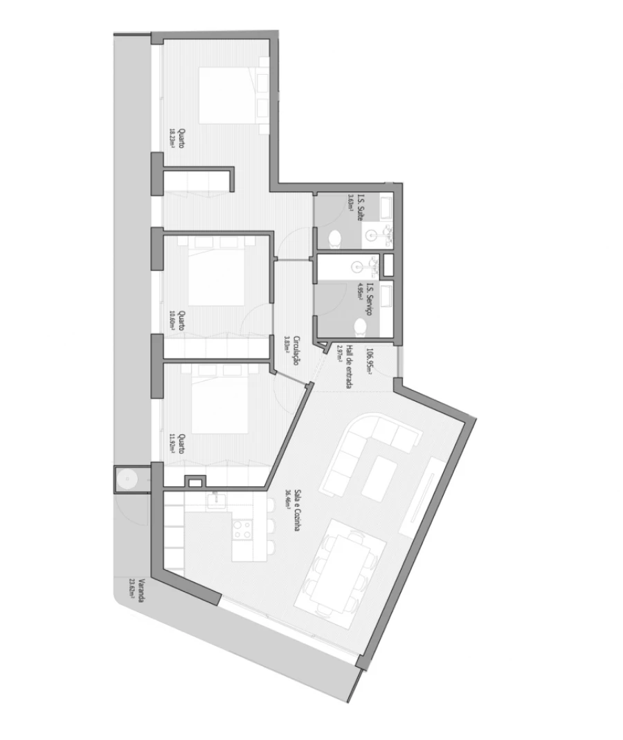 Apartamento T3 para Venda em Bougado (São Martinho e Santiago) Planta 1