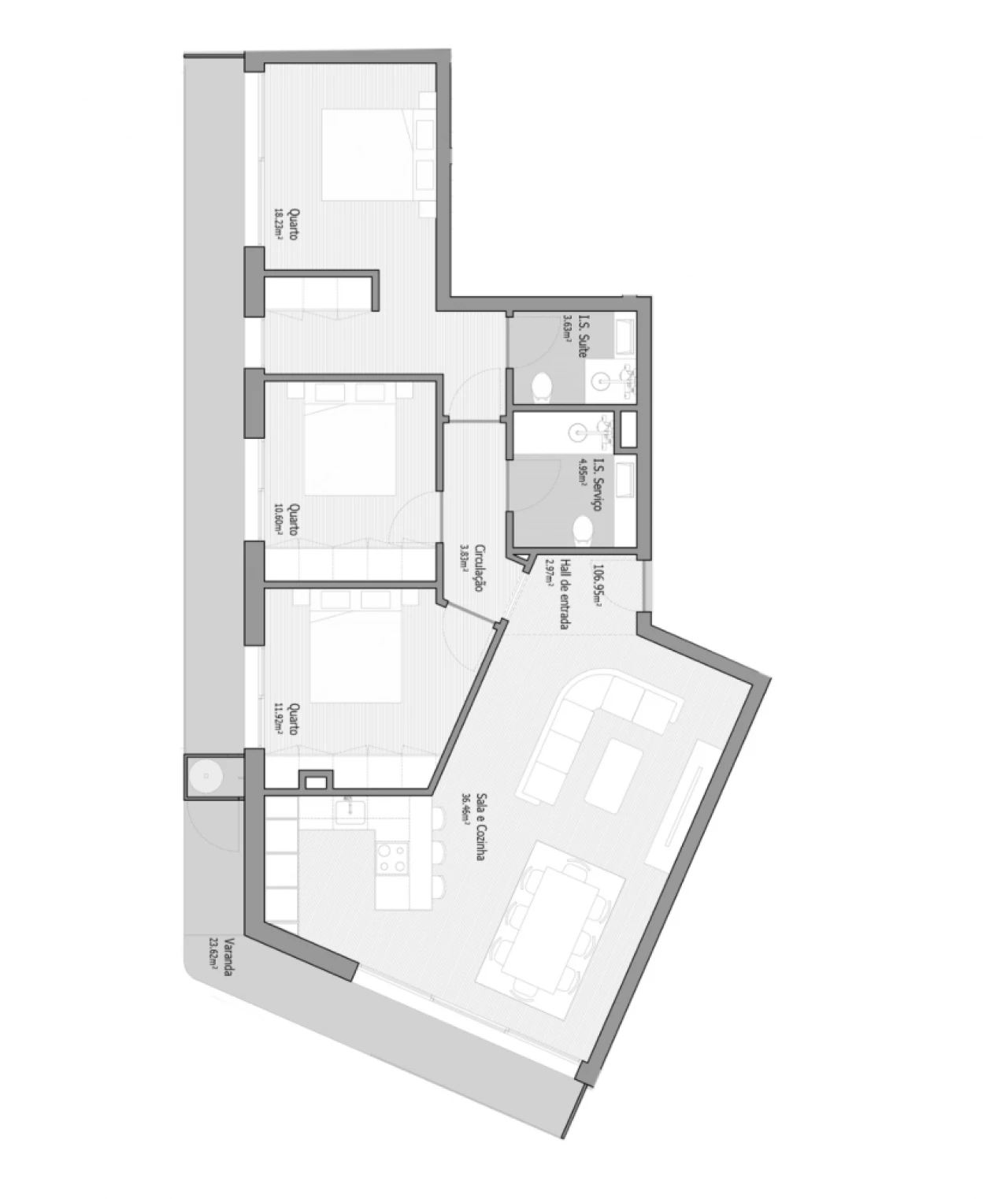 Apartamento T3 para Venda em Bougado (São Martinho e Santiago) Planta 2