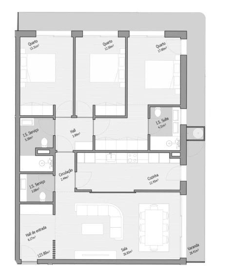 Apartamento T3 para Venda em Bougado (São Martinho e Santiago)