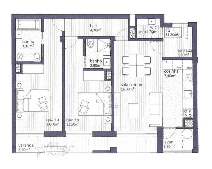 Apartamento T2 para Arrendamento em Aguas Santas Foto 13