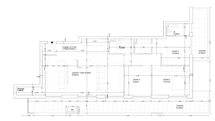 Apartamento T3 para Venda em Faro (Sé e São Pedro) Planta 1