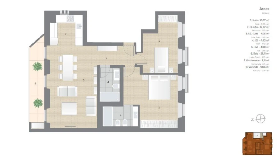 Apartamento T2 para Venda em Arroios Planta 1