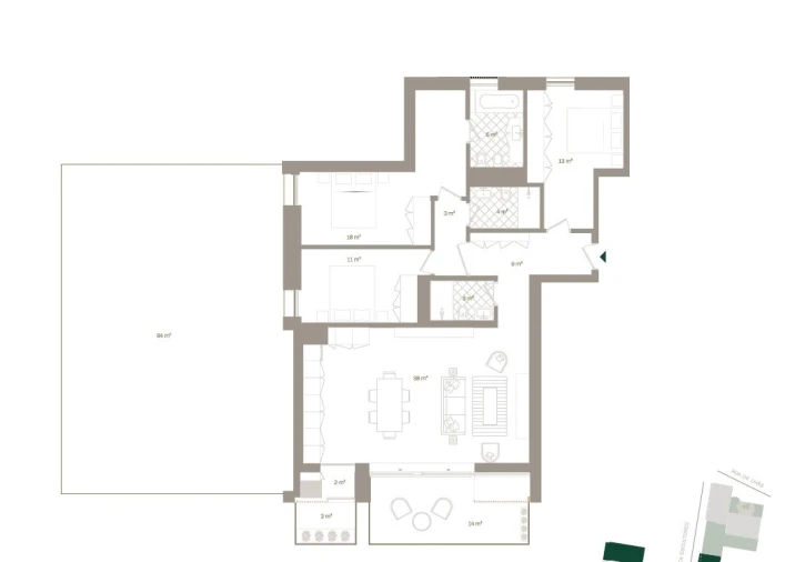 Apartamento T3 para Venda em Santa Marinha e São Pedro da Afurada Planta 1