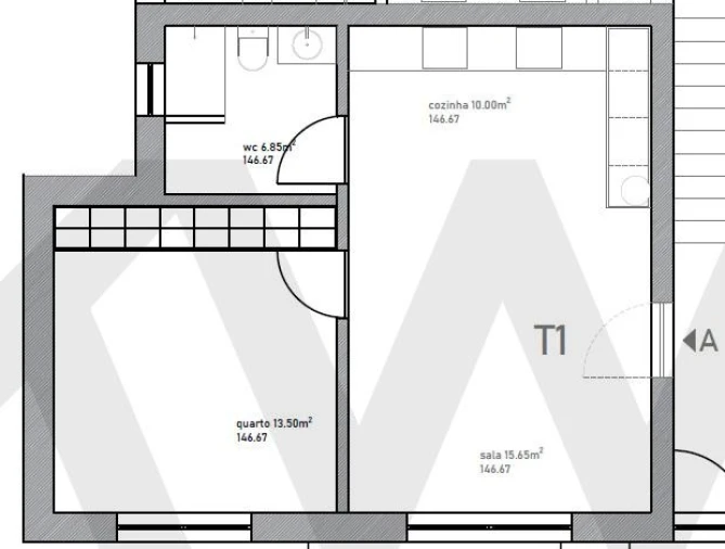 Apartamento T1 para Venda em Gandra Planta 1