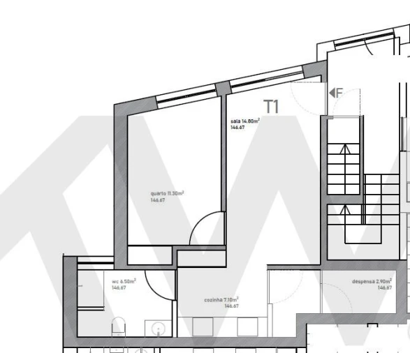 Apartamento T1 para Venda em Gandra Planta 1