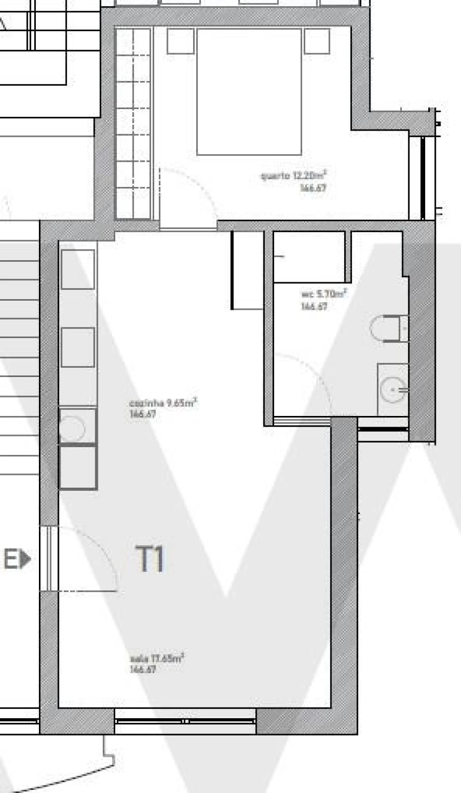 Apartamento T1 para Venda em Gandra Planta 1