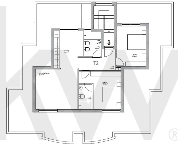 Apartamento T2 para Venda em Gandra Planta 1