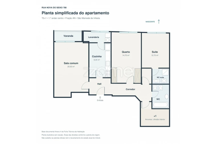 Apartamento T3 para Venda em São Mamede de Infesta e Senhora da Hora Planta 1