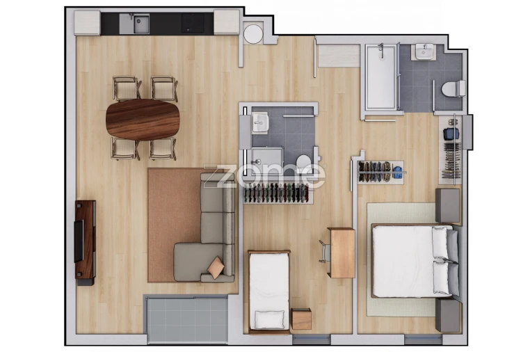 Apartamento T2 para Venda em Custóias, Leça do Balio e Guifões Planta 1