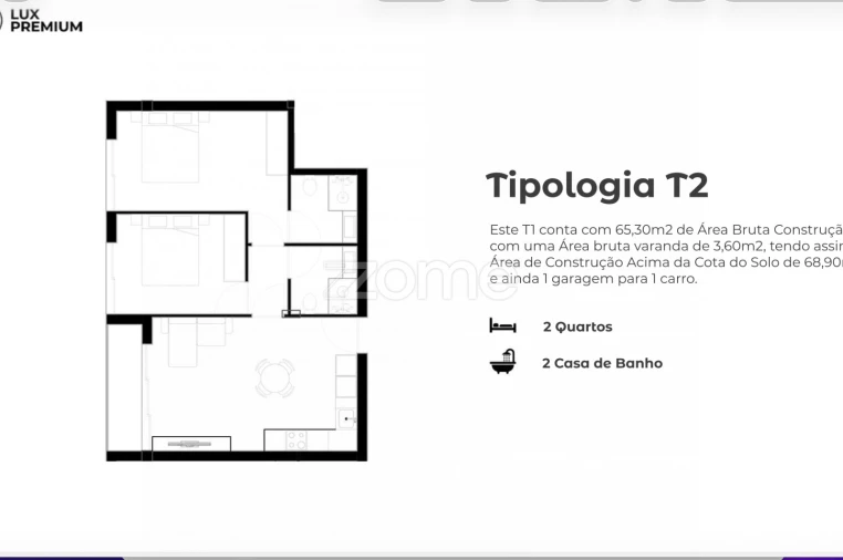 Apartamento T2 para Venda em Vila Praia de Ancora Planta 1