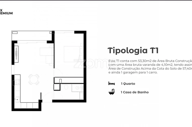 Apartamento T1 para Venda em Vila Praia de Ancora Planta 1