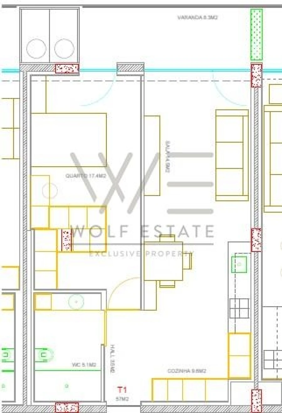 Apartamento T1 para Venda em Ferreiros e Gondizalves Planta 1