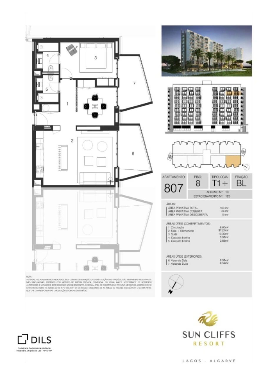 Apartamento T1 para Venda em Lagos (São Sebastião e Santa Maria) Planta 1