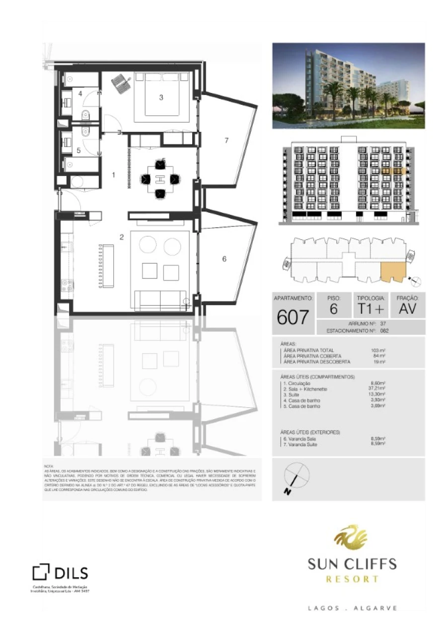 Apartamento T1 para Venda em Lagos (São Sebastião e Santa Maria) Planta 1