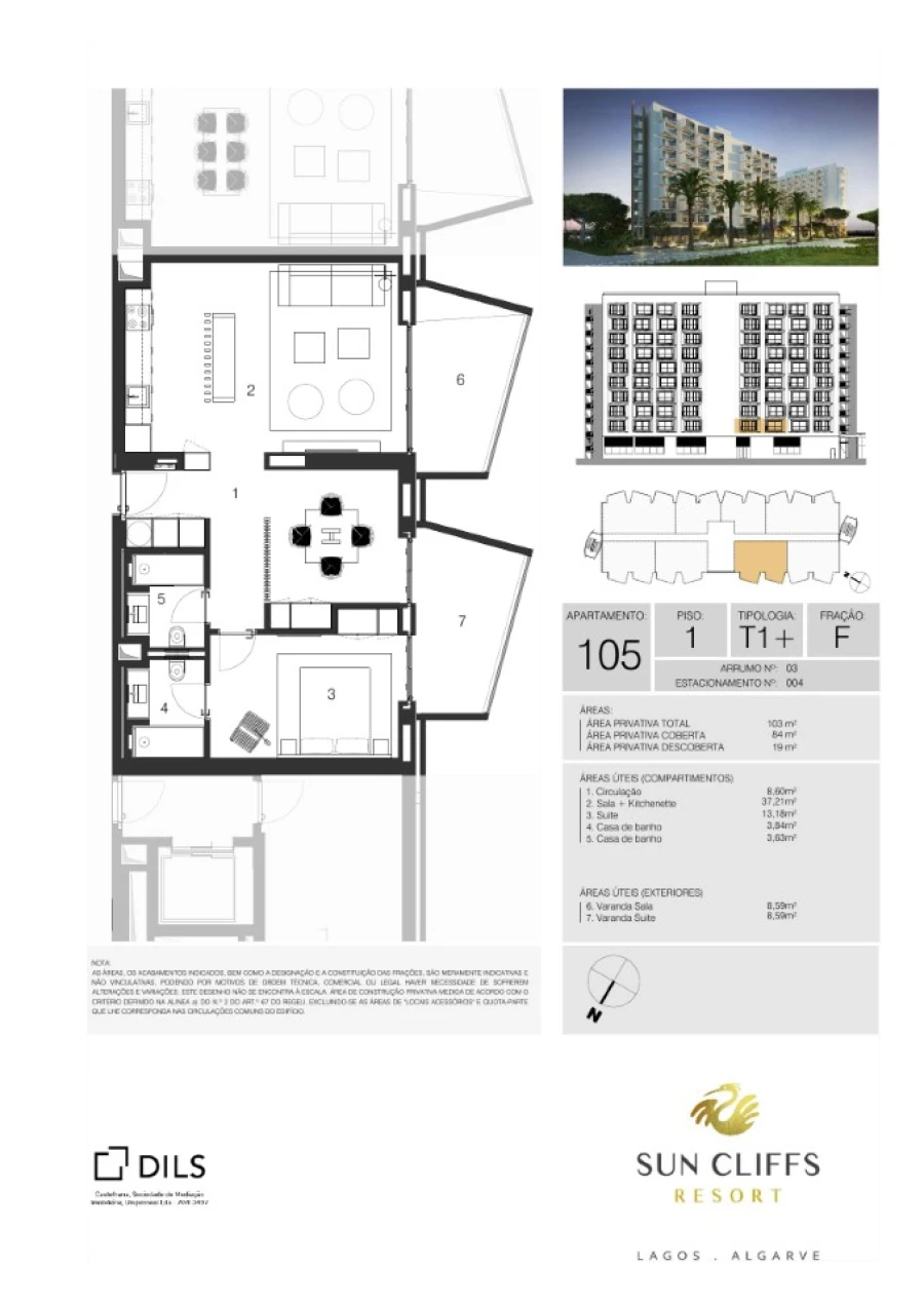 Apartamento T1 para Venda em Lagos (São Sebastião e Santa Maria) Planta 1