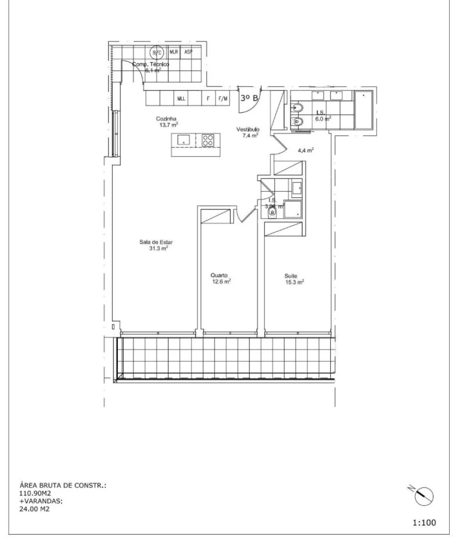 Apartamento T2 para Venda em Cascais e Estoril Planta 1
