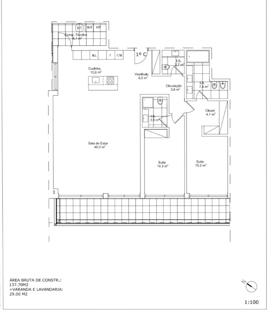 Apartamento T2 para Venda em Cascais e Estoril Planta 1