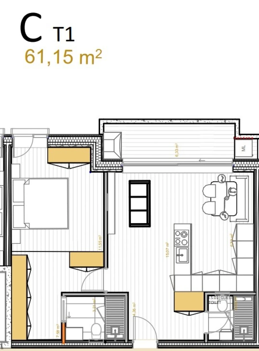 Apartamento T1 para Venda em Portimão Planta 1